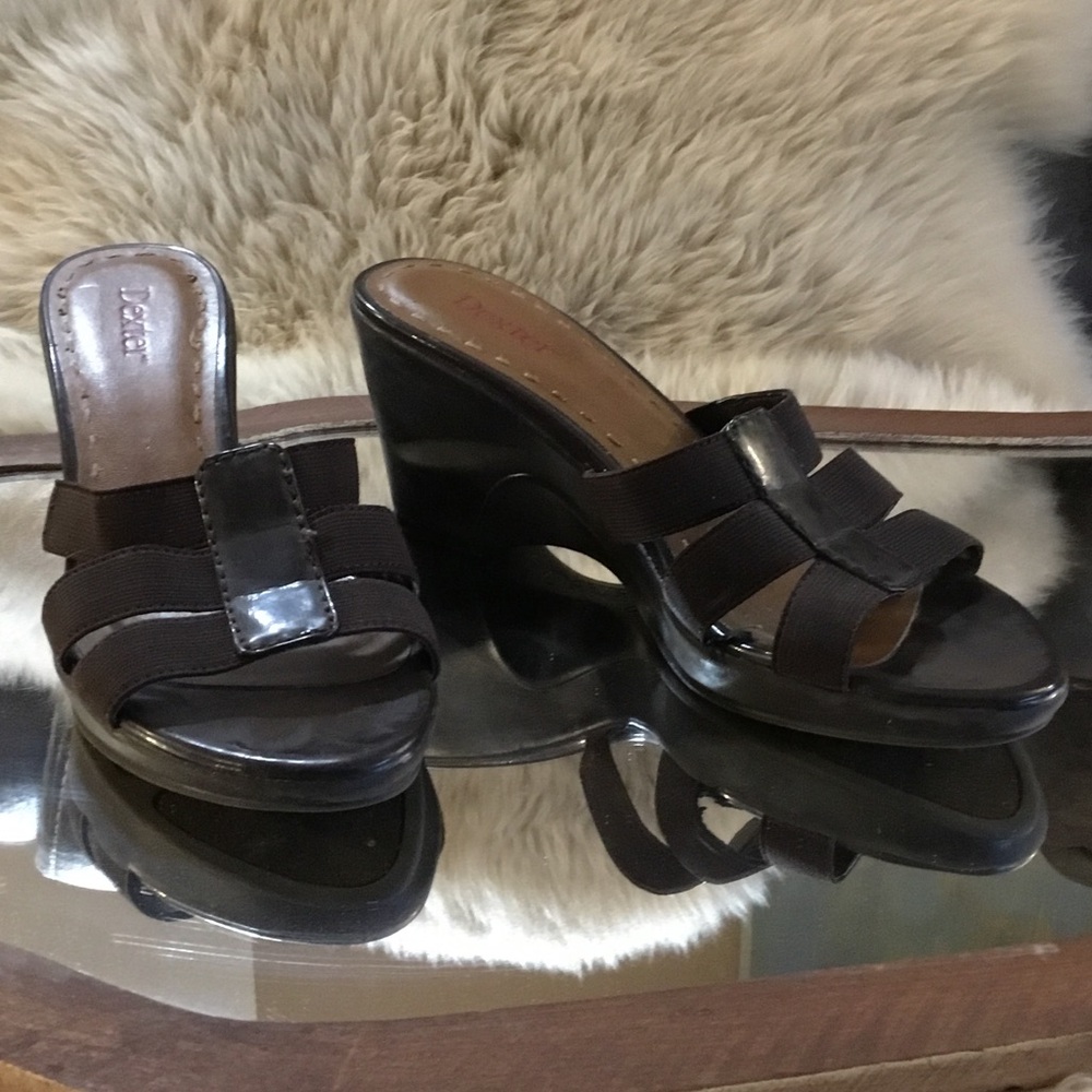 Women's Black Wedge Slides
